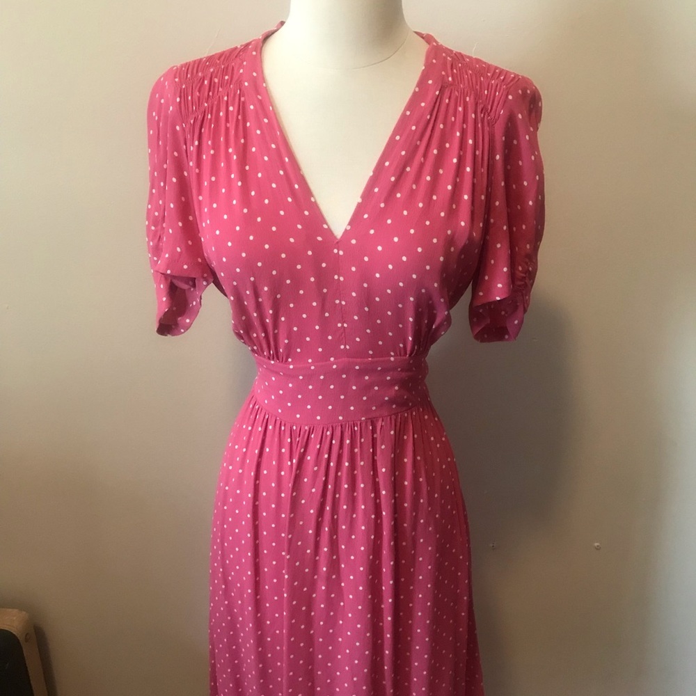 Loco Lindo pink polka dot rayon dress